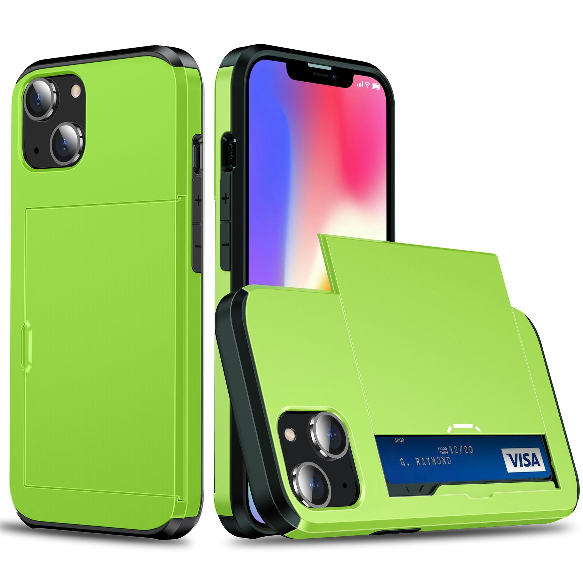 Pouzdro na telefon s držákem na kartu pro iPhone 15 Plus TPU PC Dvouvrstvý ochranný kryt telefonu proti pádu Pouzdro na telefon s držákem na kartu pro iPhone 15 Plus TPU PC Dvouvrstvý ochranný kryt telefonu proti pádu